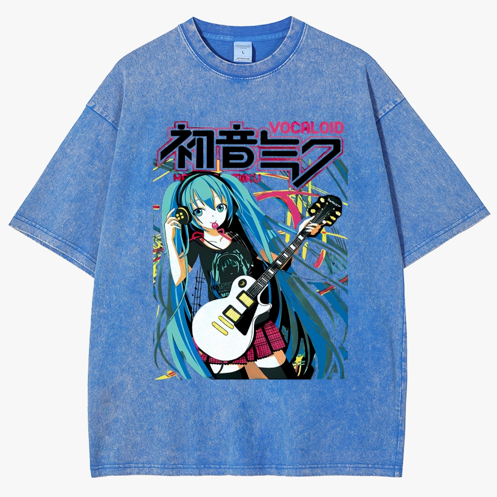 Hatsune Miku Anime Unisex Fit Washed T-Shirt