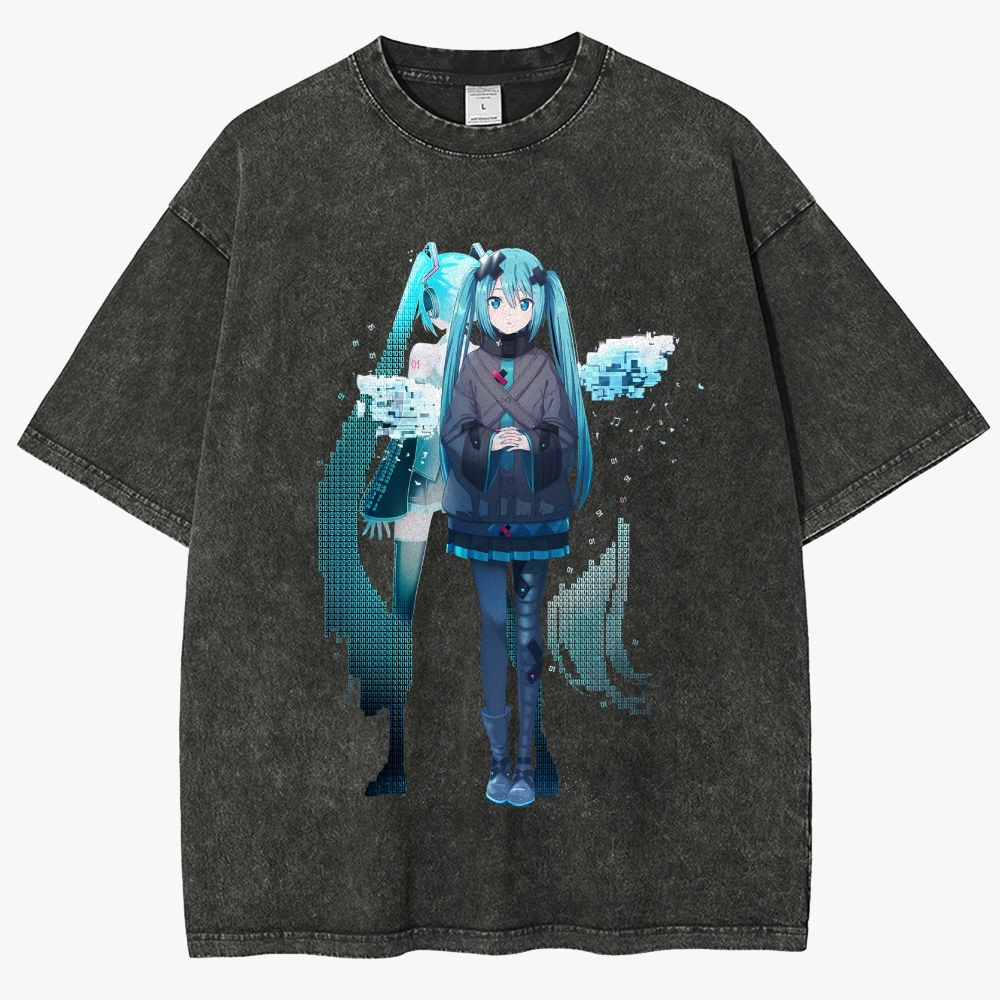 Hatsune Miku Anime Unisex Fit Washed T-Shirt