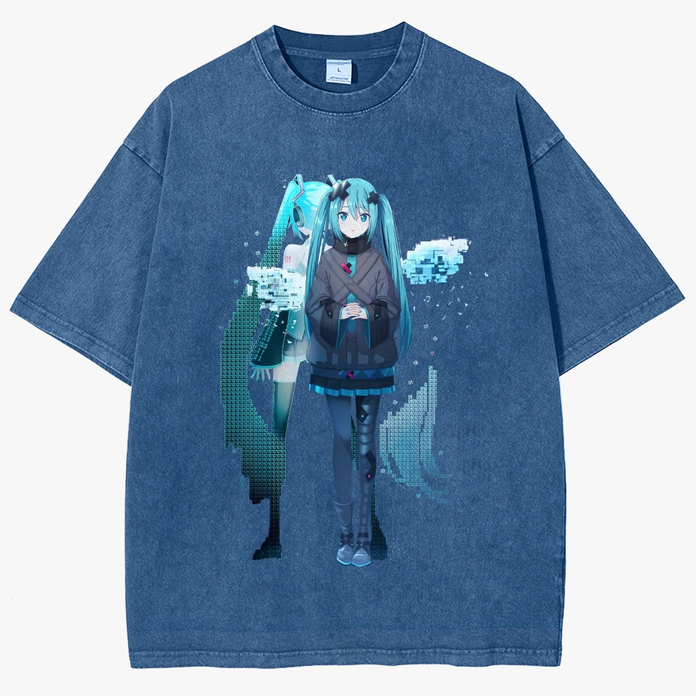 Hatsune Miku Anime Unisex Fit Washed T-Shirt