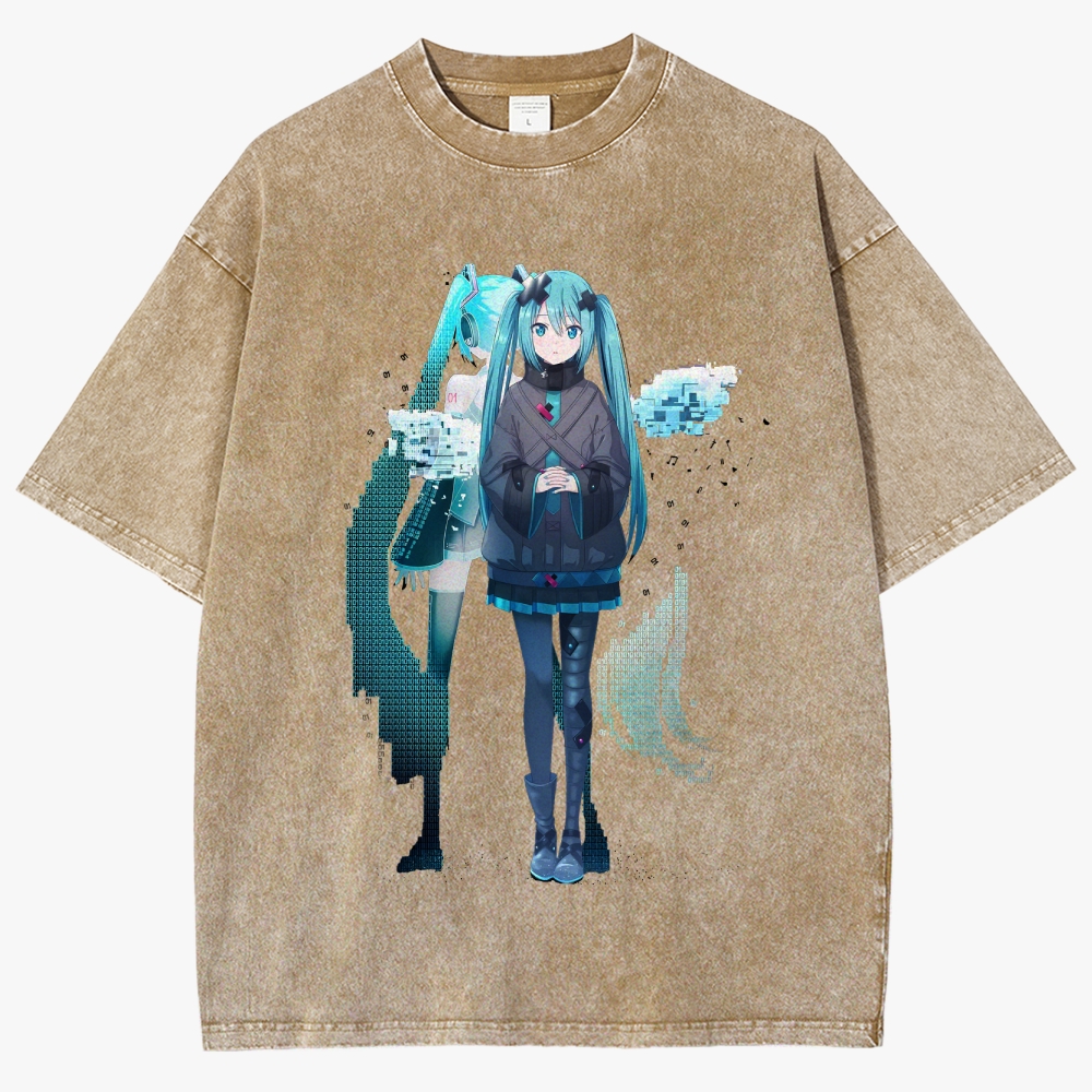 Hatsune Miku Anime Unisex Fit Washed T-Shirt