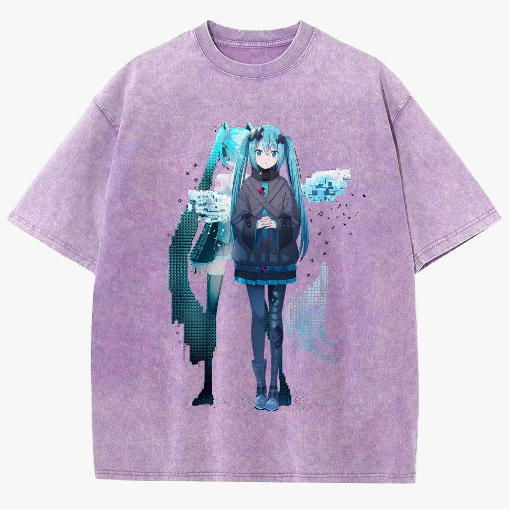 Hatsune Miku Anime Unisex Fit Washed T-Shirt