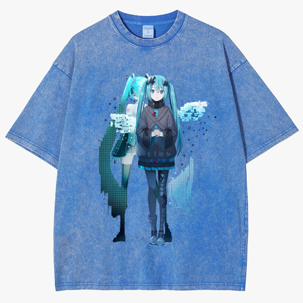 Hatsune Miku Anime Unisex Fit Washed T-Shirt