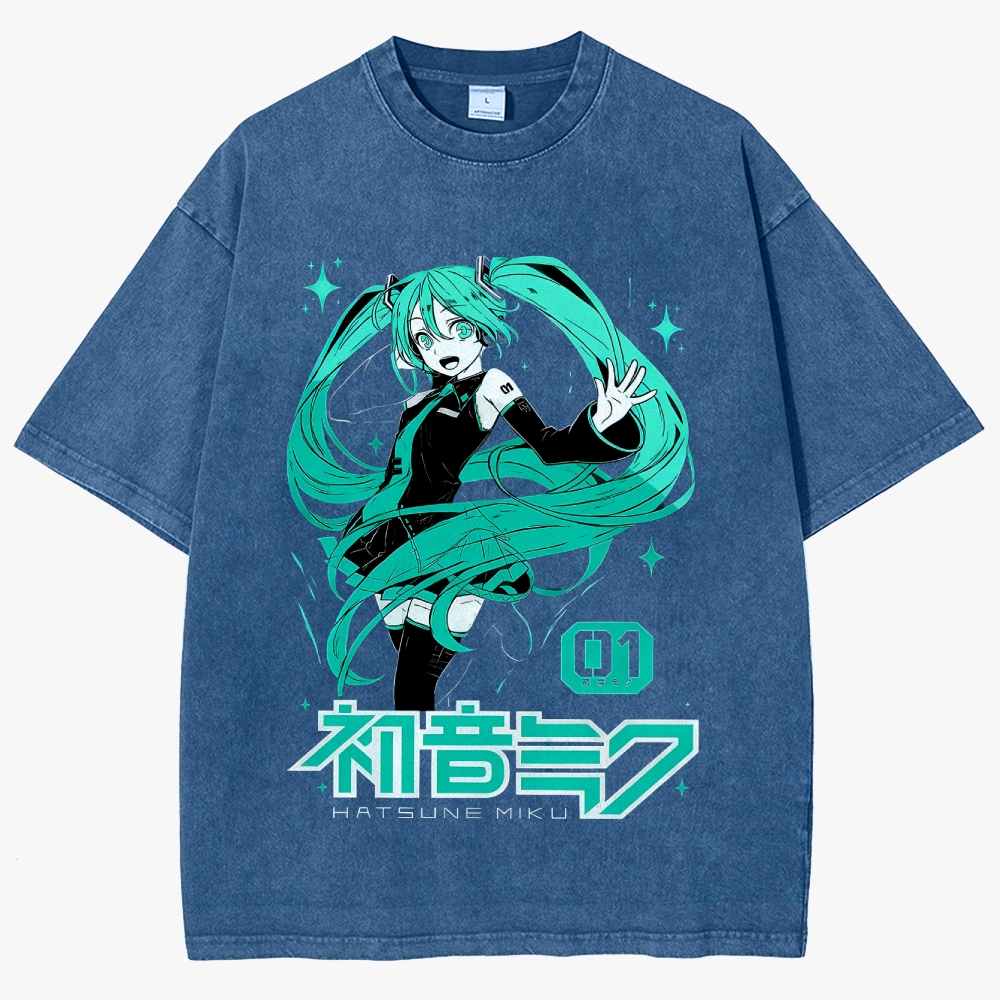 Hatsune Miku Anime Unisex Fit Washed T-Shirt