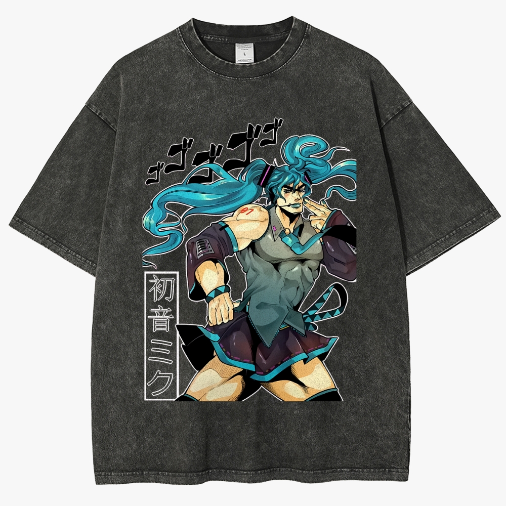 Hatsune Miku Anime Unisex Fit Washed T-Shirt
