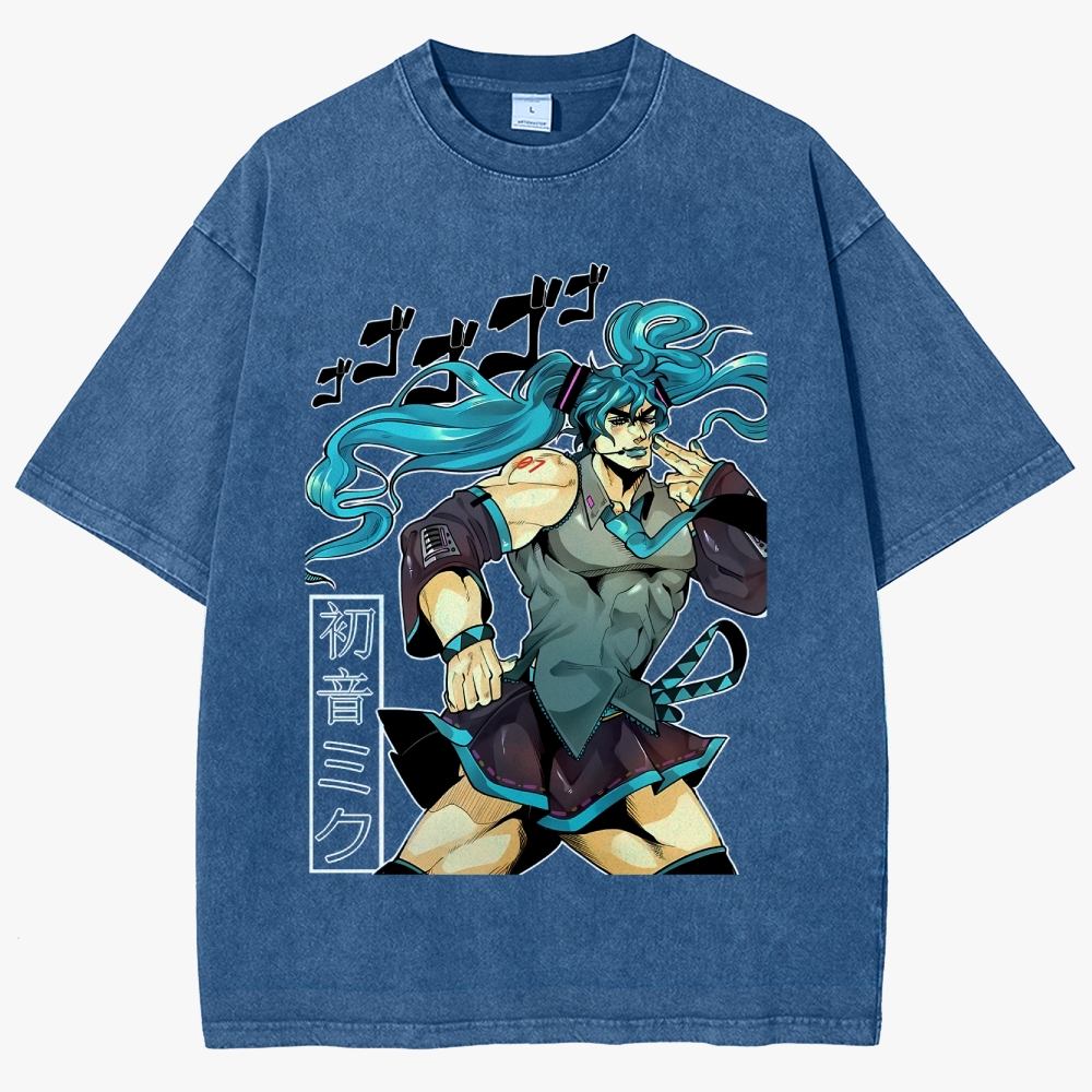 Hatsune Miku Anime Unisex Fit Washed T-Shirt