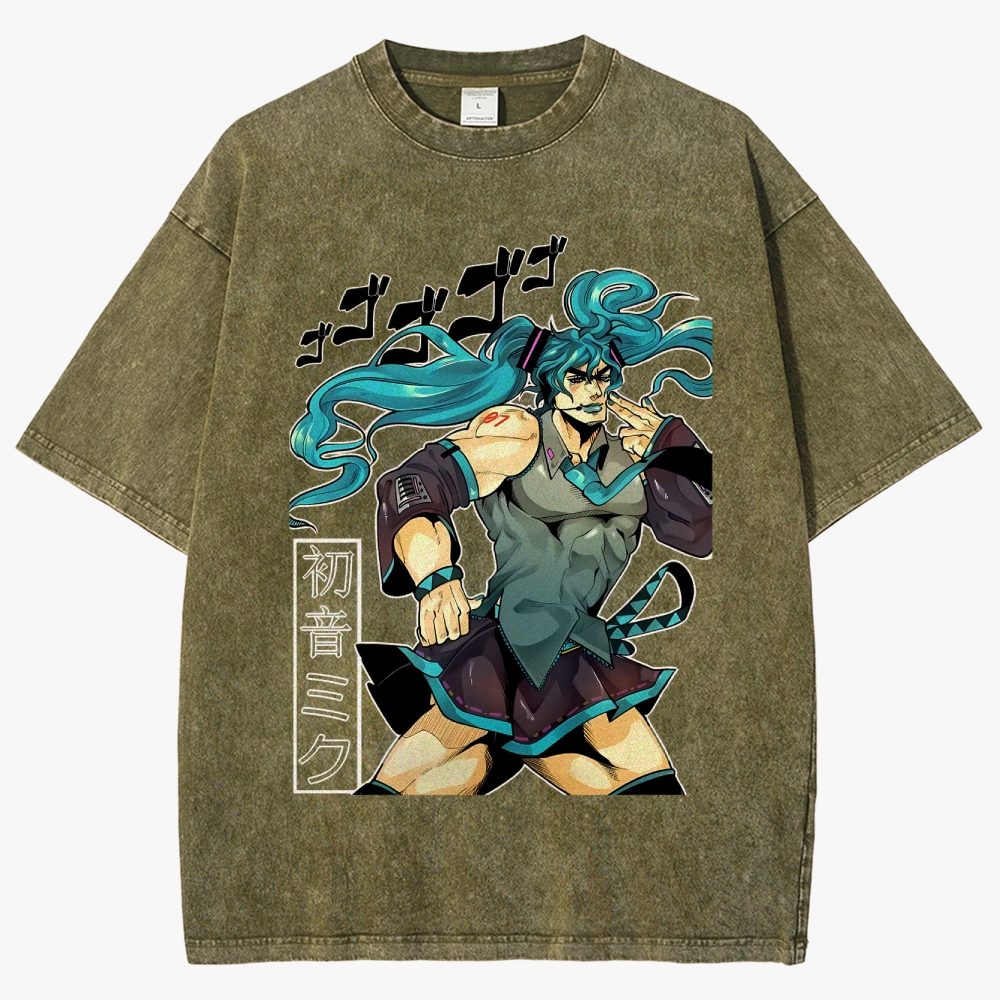 Hatsune Miku Anime Unisex Fit Washed T-Shirt