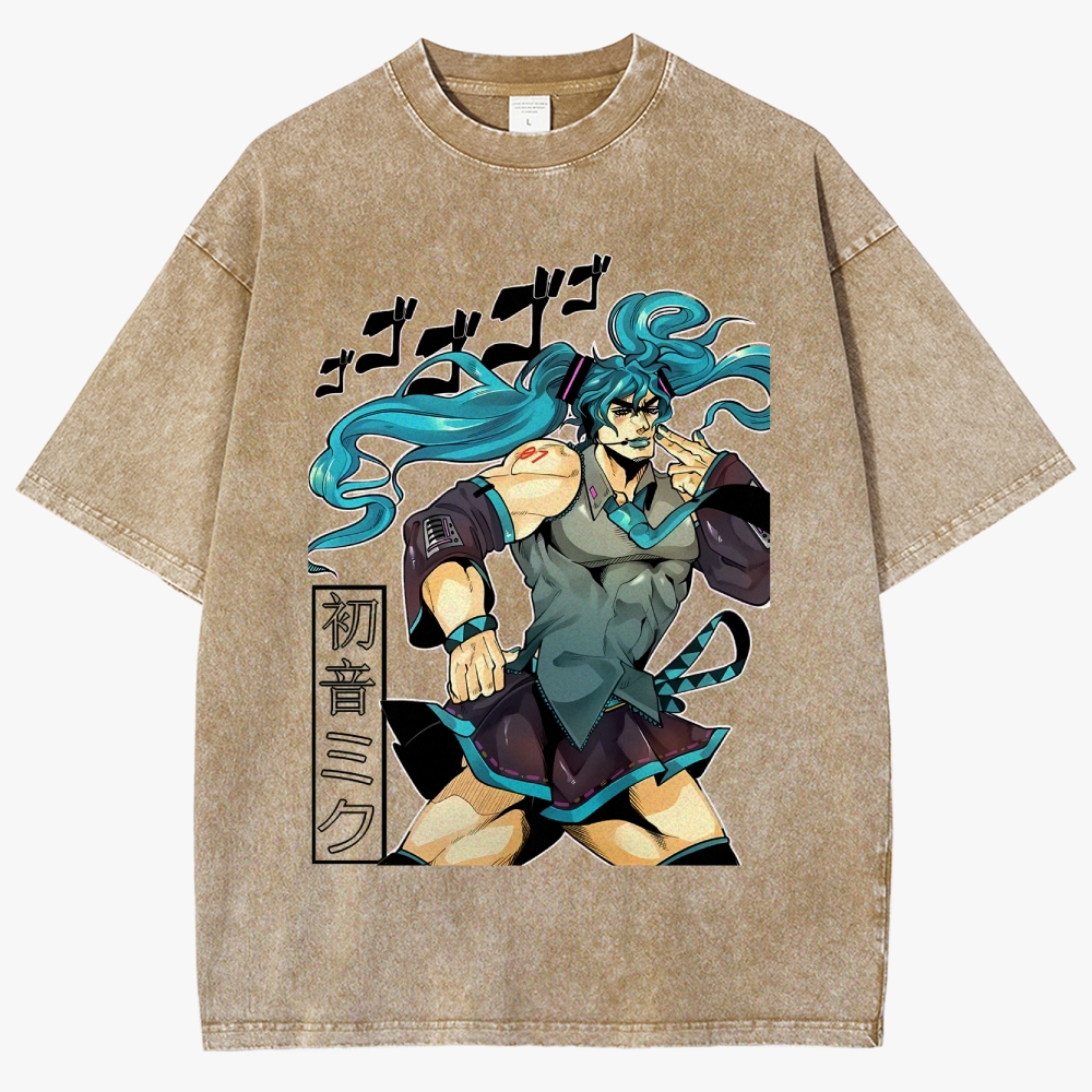 Hatsune Miku Anime Unisex Fit Washed T-Shirt