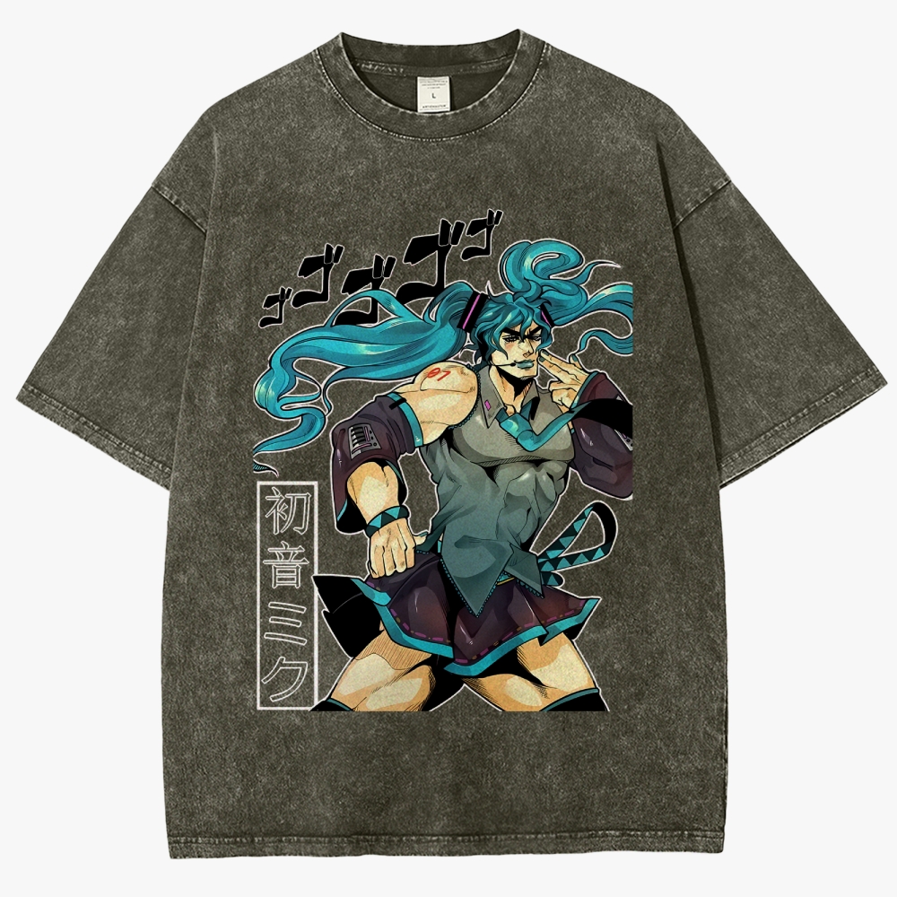 Hatsune Miku Anime Unisex Fit Washed T-Shirt