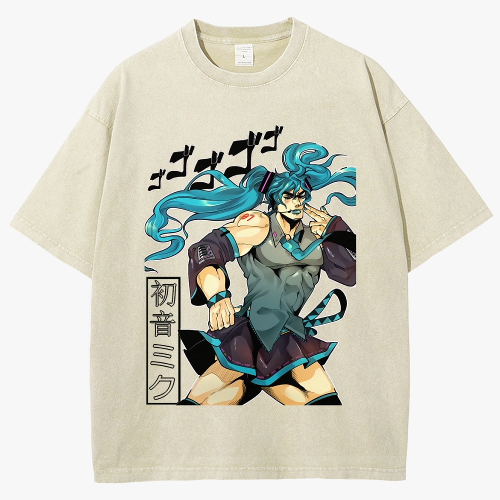 Hatsune Miku Anime Unisex Fit Washed T-Shirt