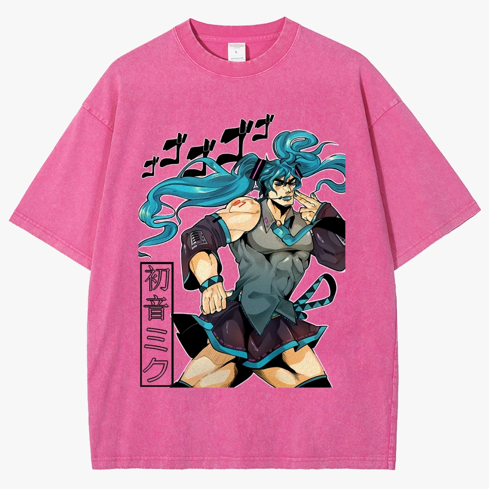 Hatsune Miku Anime Unisex Fit Washed T-Shirt