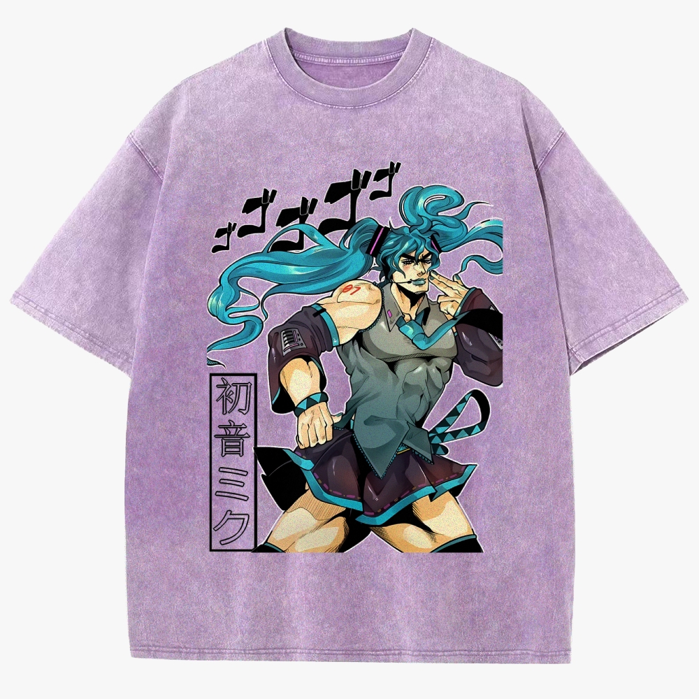 Hatsune Miku Anime Unisex Fit Washed T-Shirt