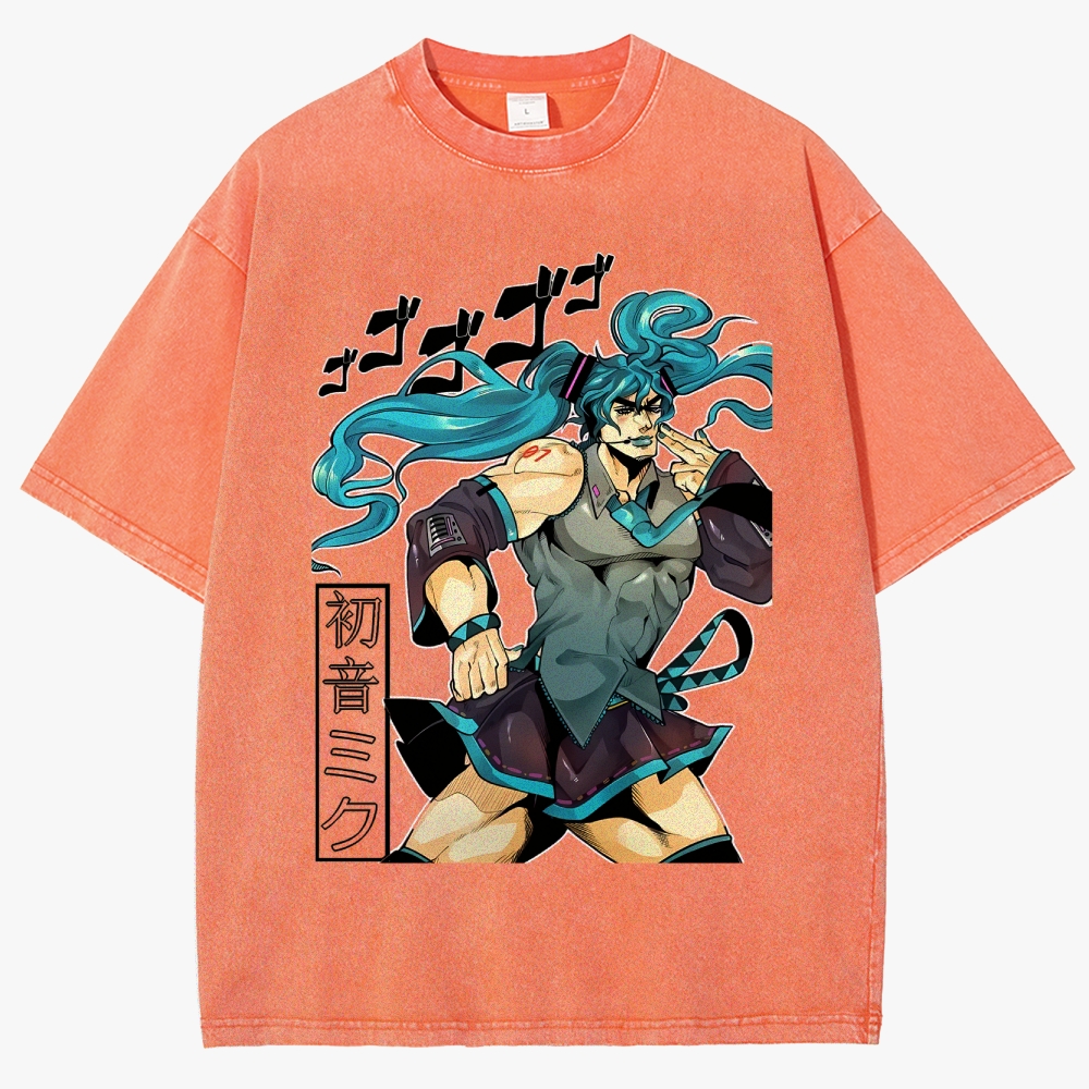 Hatsune Miku Anime Unisex Fit Washed T-Shirt
