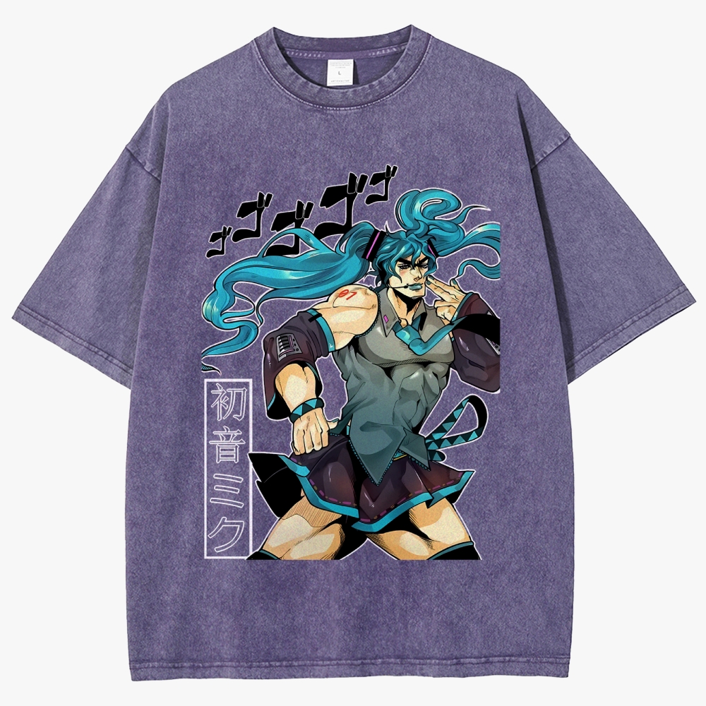 Hatsune Miku Anime Unisex Fit Washed T-Shirt