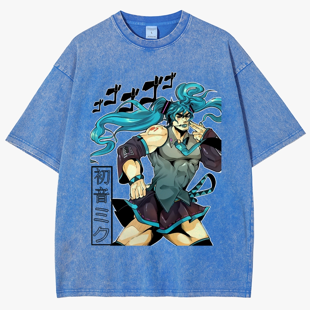 Hatsune Miku Anime Unisex Fit Washed T-Shirt
