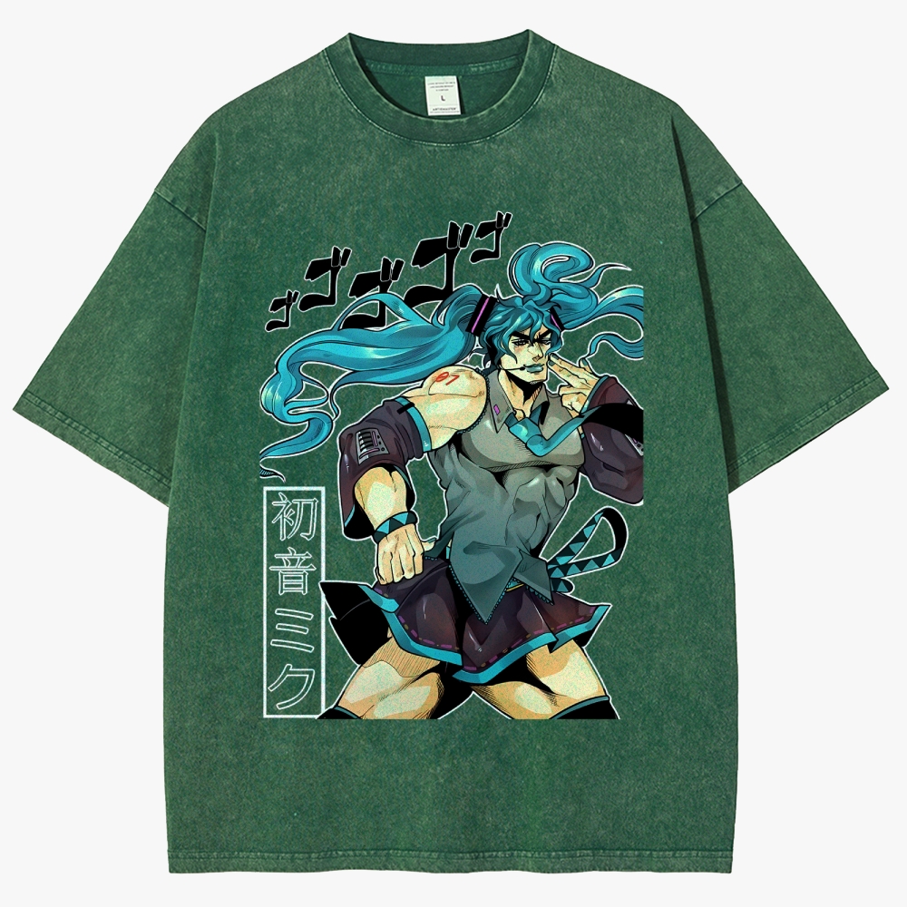 Hatsune Miku Anime Unisex Fit Washed T-Shirt