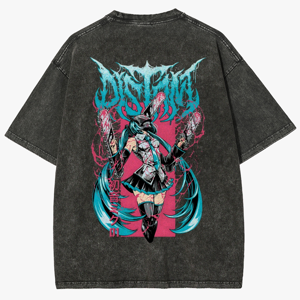Hatsune Miku Anime Unisex Fit Washed T-Shirt