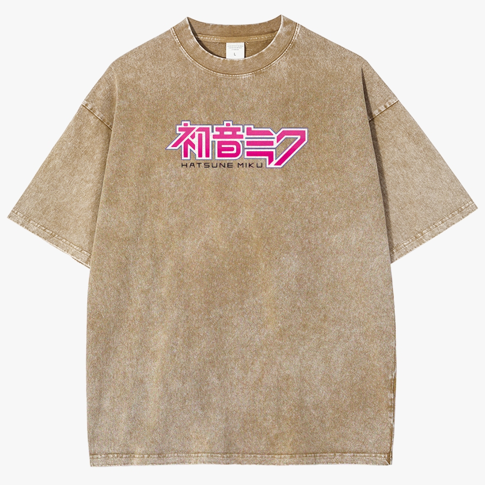 Hatsune Miku Anime Unisex Fit Washed T-Shirt