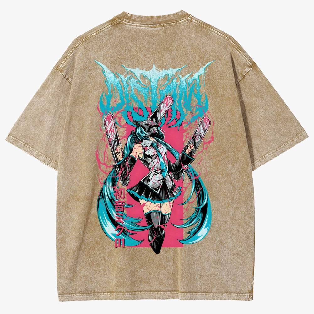 Hatsune Miku Anime Unisex Fit Washed T-Shirt