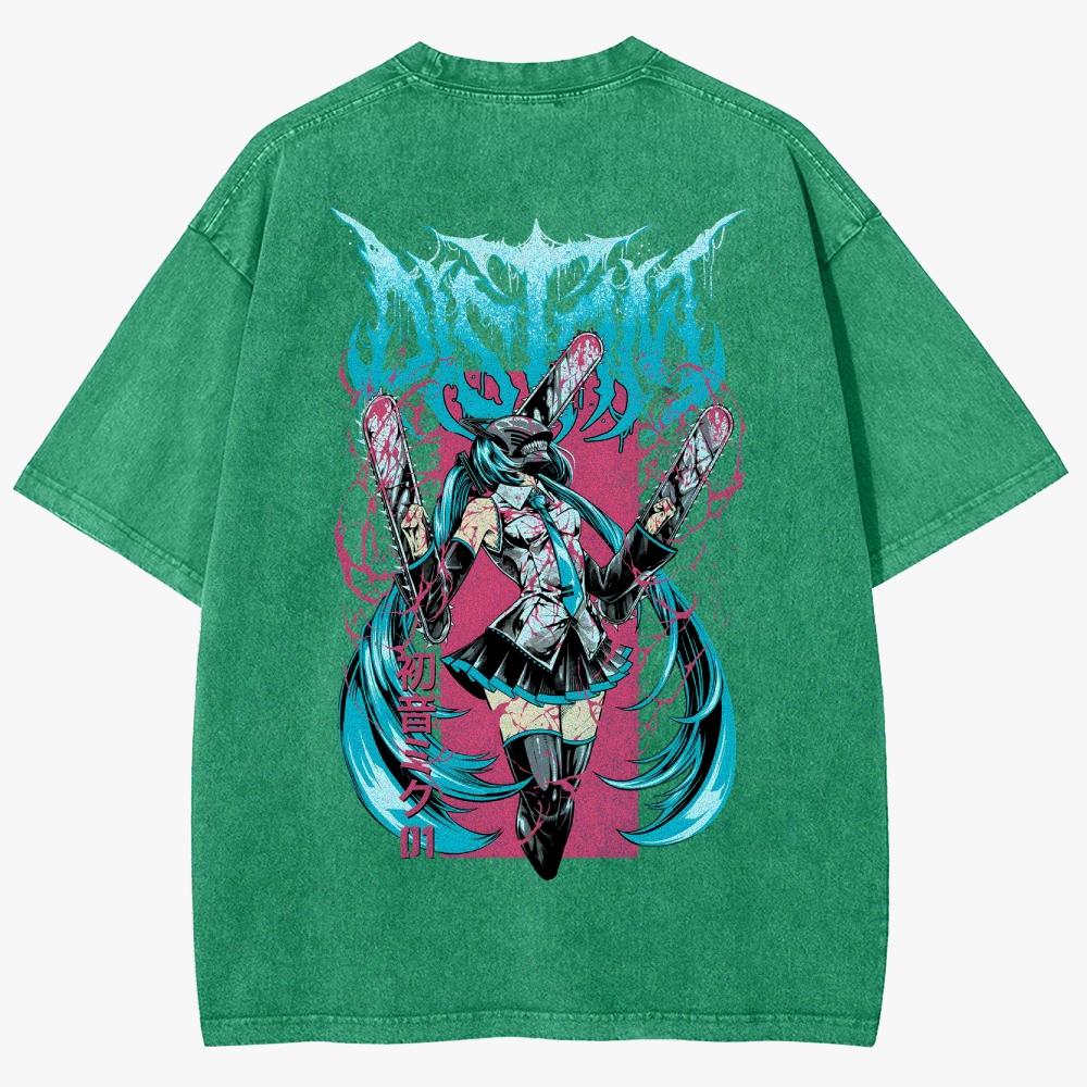 Hatsune Miku Anime Unisex Fit Washed T-Shirt