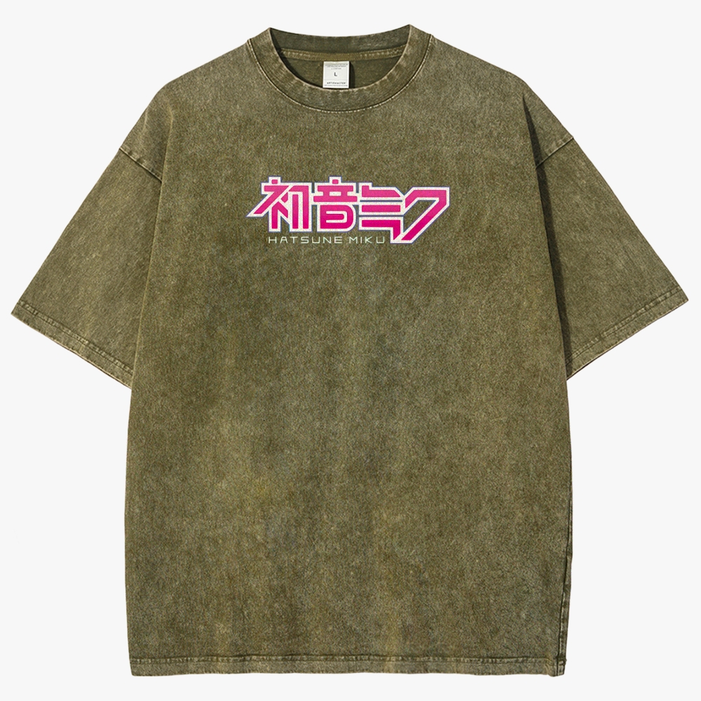 Hatsune Miku Anime Unisex Fit Washed T-Shirt