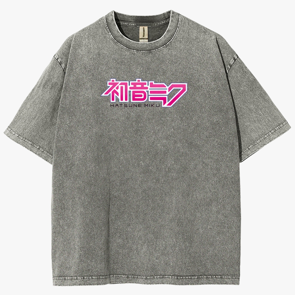 Hatsune Miku Anime Unisex Fit Washed T-Shirt