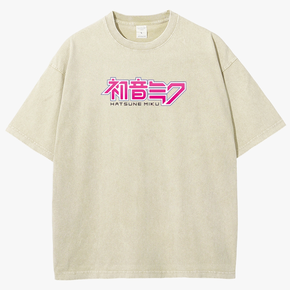 Hatsune Miku Anime Unisex Fit Washed T-Shirt