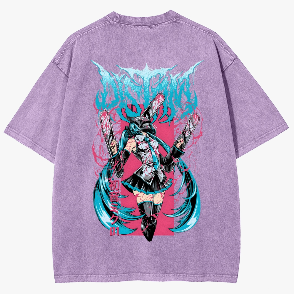 Hatsune Miku Anime Unisex Fit Washed T-Shirt