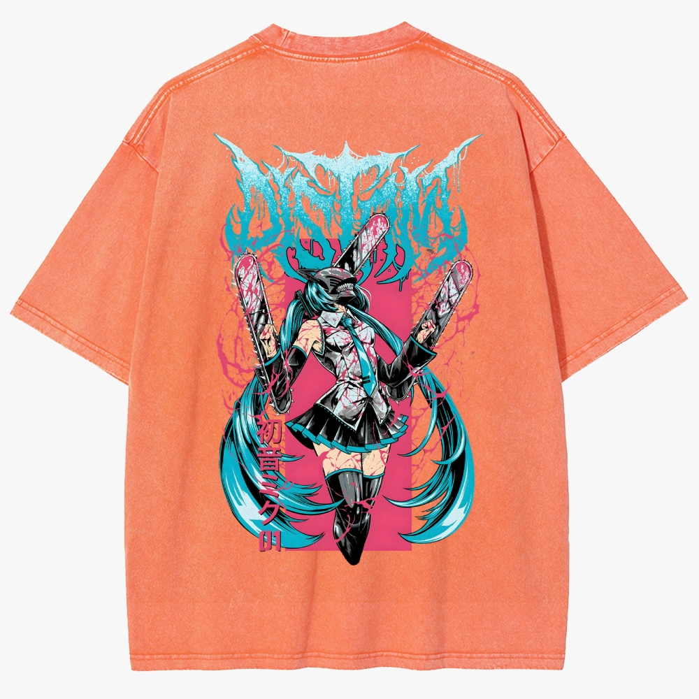 Hatsune Miku Anime Unisex Fit Washed T-Shirt