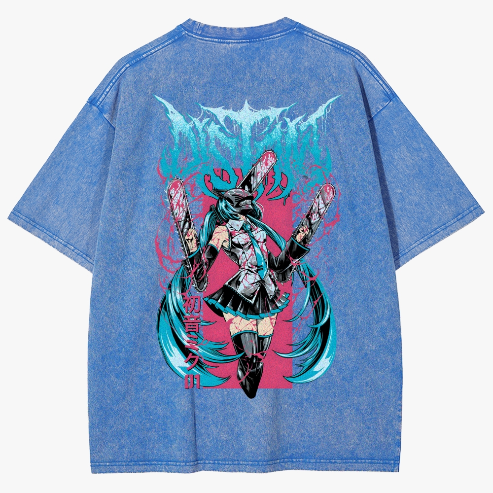 Hatsune Miku Anime Unisex Fit Washed T-Shirt