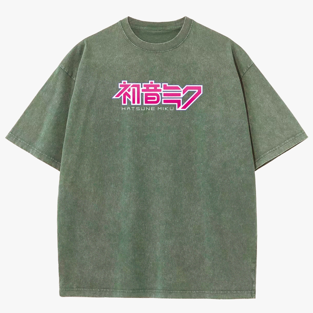 Hatsune Miku Anime Unisex Fit Washed T-Shirt