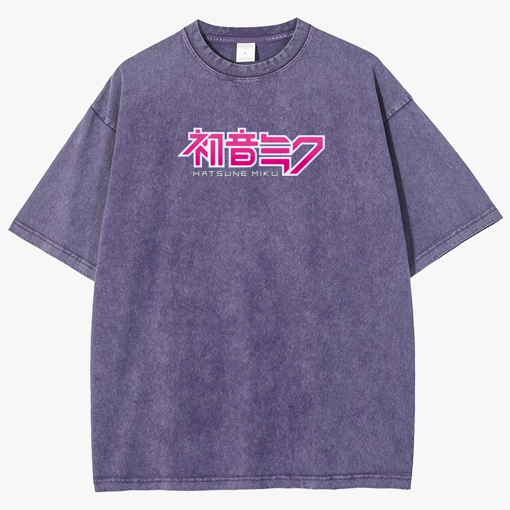 Hatsune Miku Anime Unisex Fit Washed T-Shirt