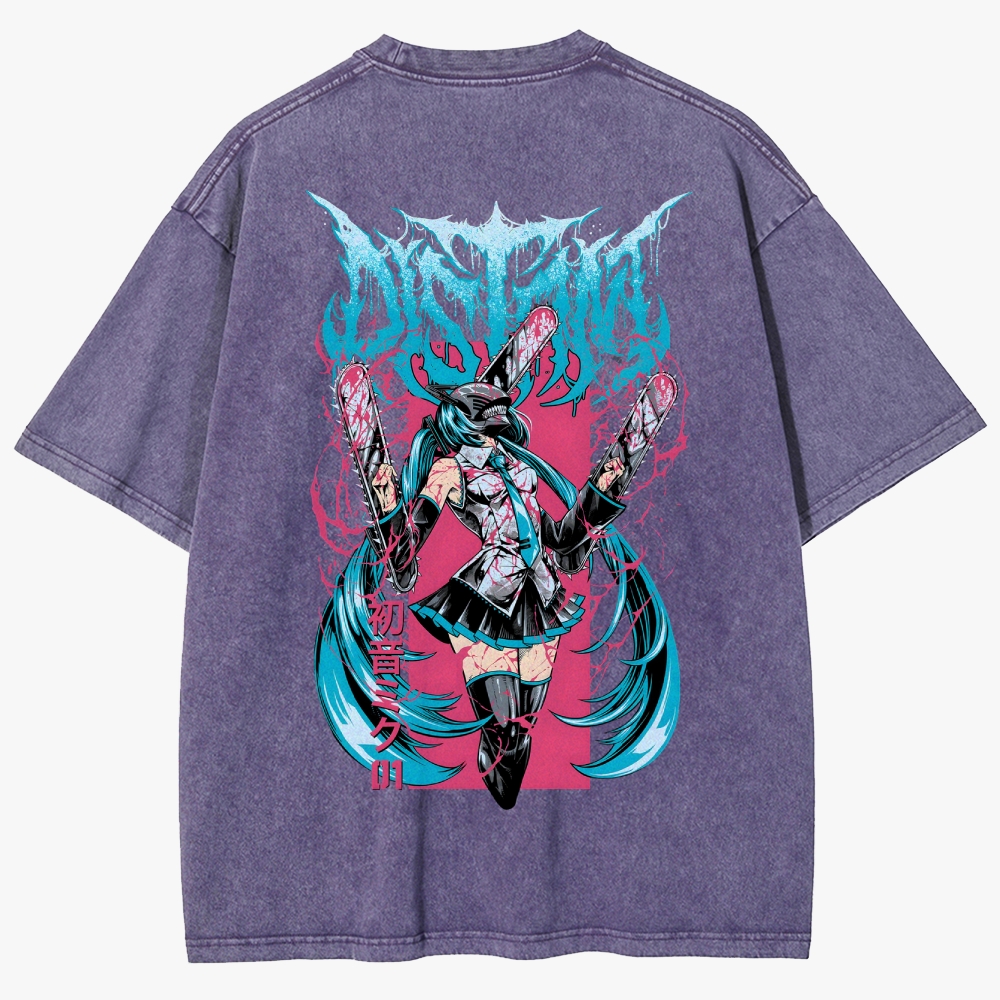 Hatsune Miku Anime Unisex Fit Washed T-Shirt