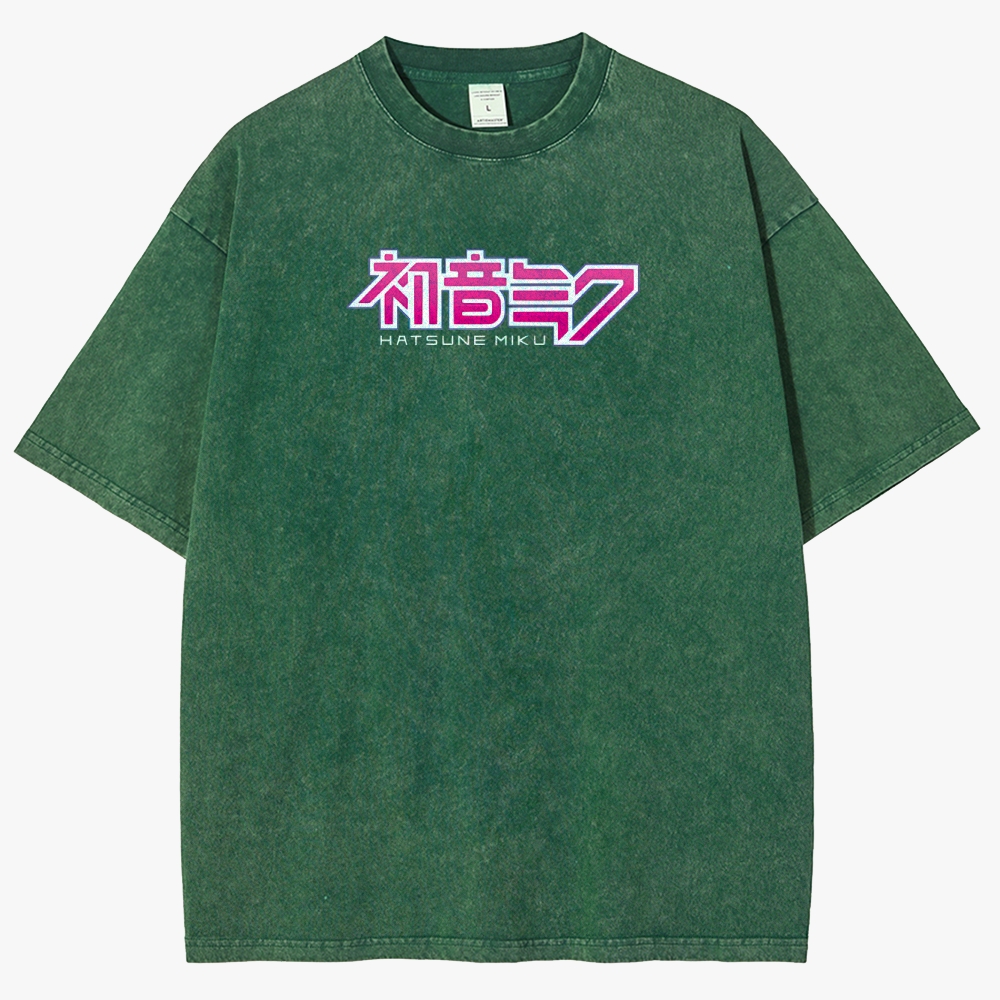 Hatsune Miku Anime Unisex Fit Washed T-Shirt