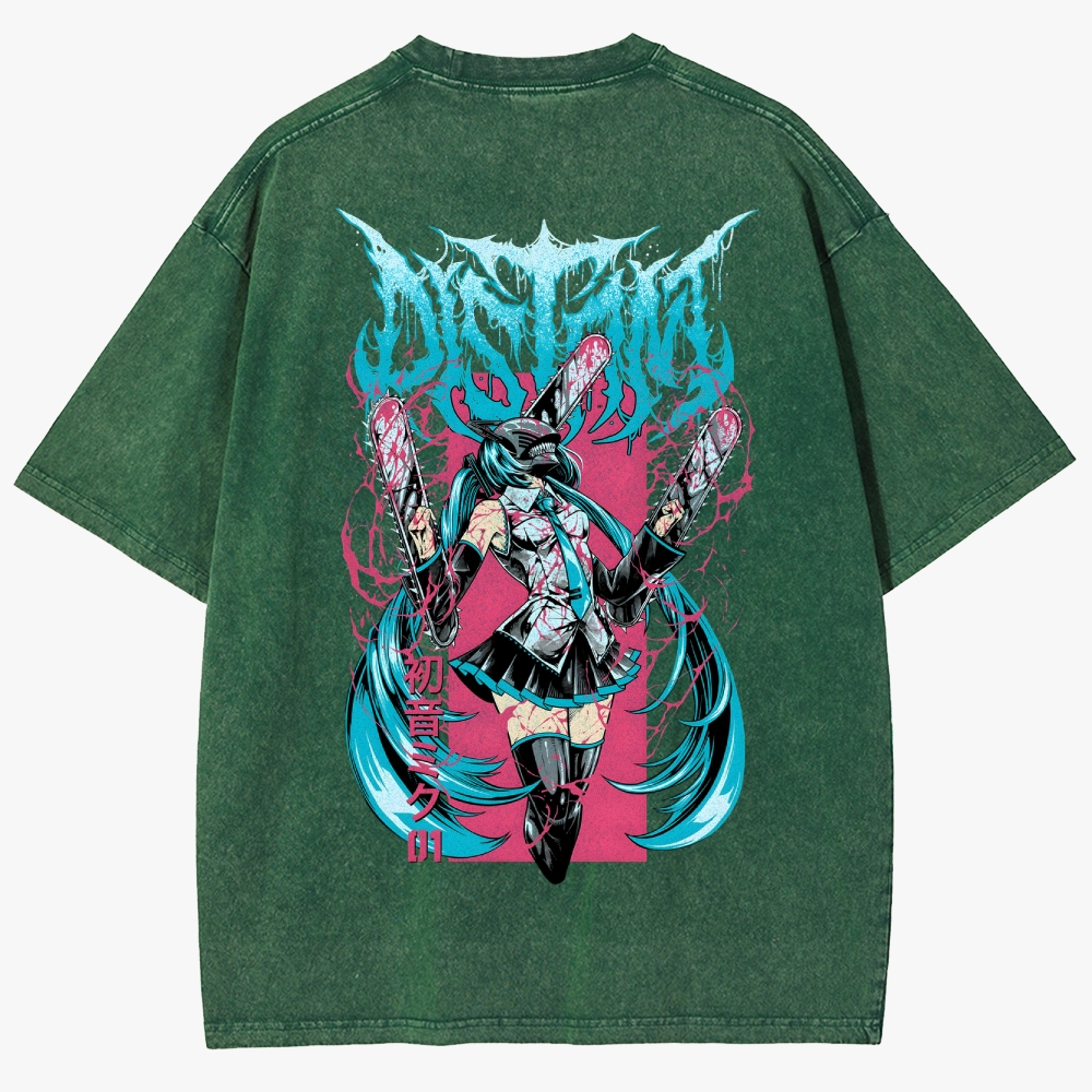 Hatsune Miku Anime Unisex Fit Washed T-Shirt