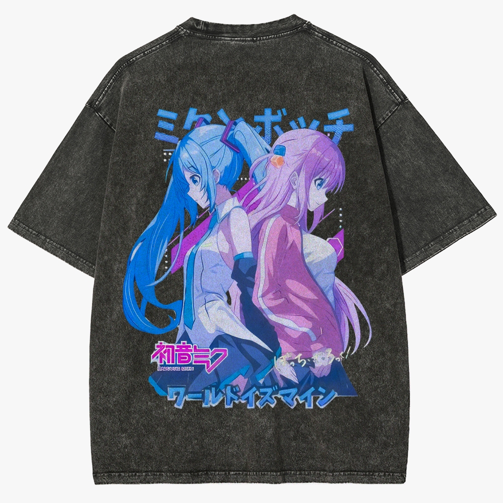 Hatsune Miku Anime Unisex Fit Washed T-Shirt