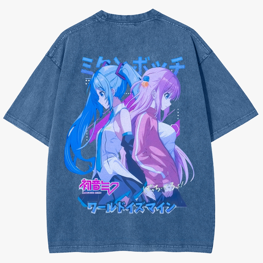 Hatsune Miku Anime Unisex Fit Washed T-Shirt
