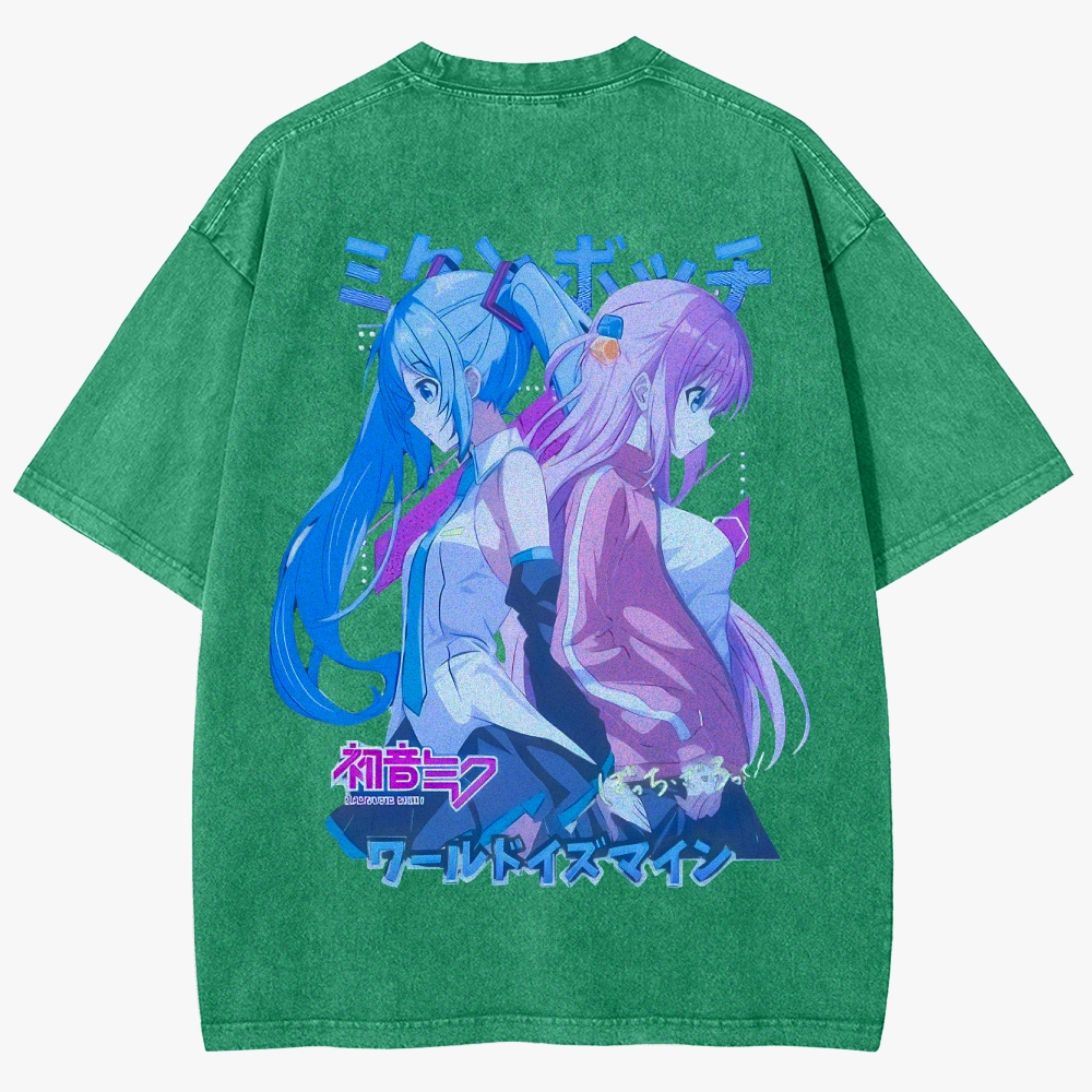 Hatsune Miku Anime Unisex Fit Washed T-Shirt