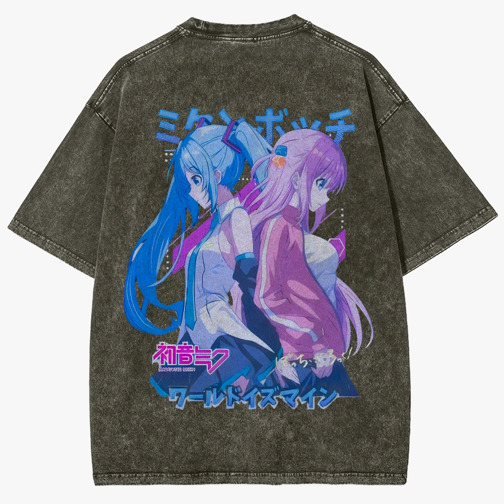 Hatsune Miku Anime Unisex Fit Washed T-Shirt