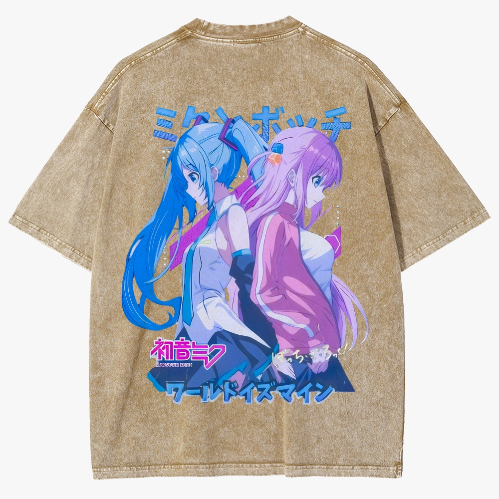 Hatsune Miku Anime Unisex Fit Washed T-Shirt