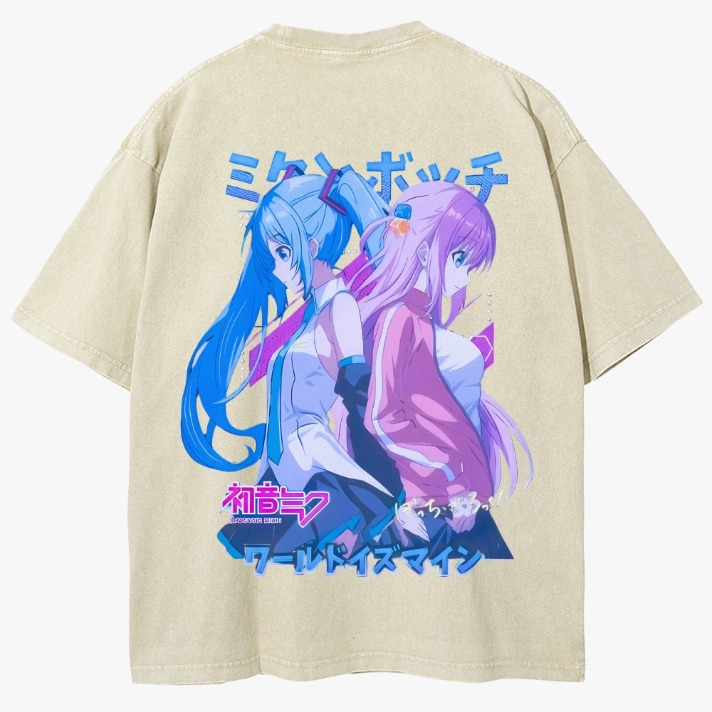Hatsune Miku Anime Unisex Fit Washed T-Shirt