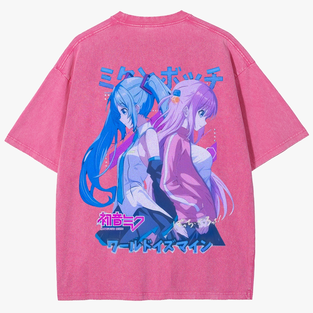 Hatsune Miku Anime Unisex Fit Washed T-Shirt