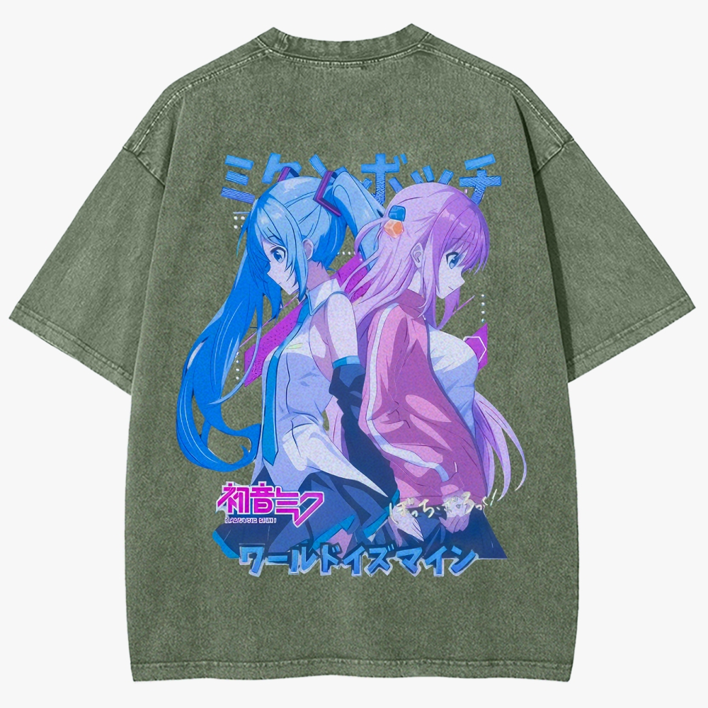 Hatsune Miku Anime Unisex Fit Washed T-Shirt