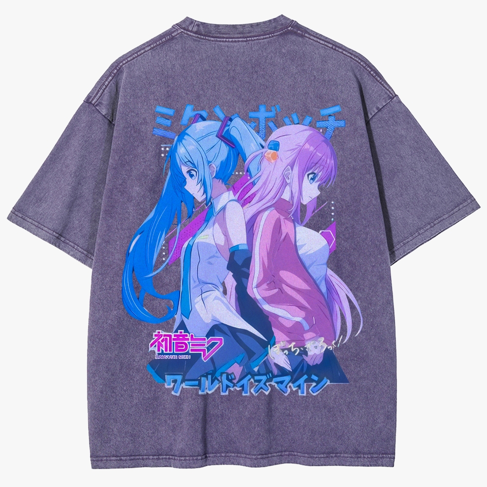 Hatsune Miku Anime Unisex Fit Washed T-Shirt