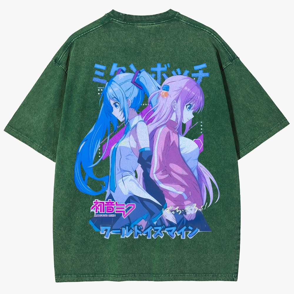 Hatsune Miku Anime Unisex Fit Washed T-Shirt
