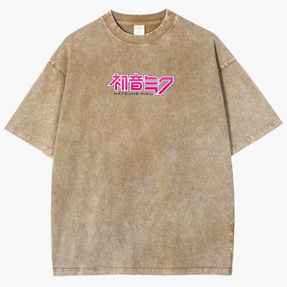 Hatsune Miku Anime Unisex Fit Washed T-Shirt