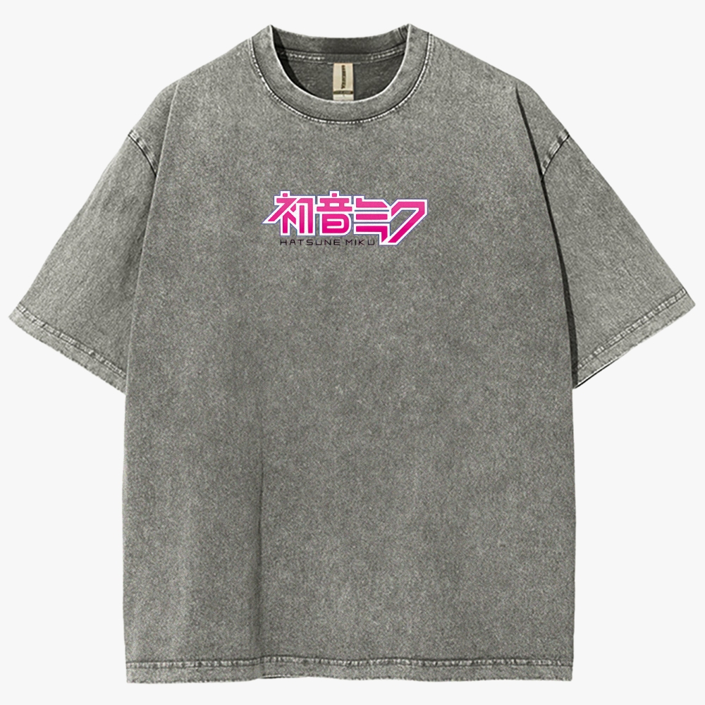 Hatsune Miku Anime Unisex Fit Washed T-Shirt
