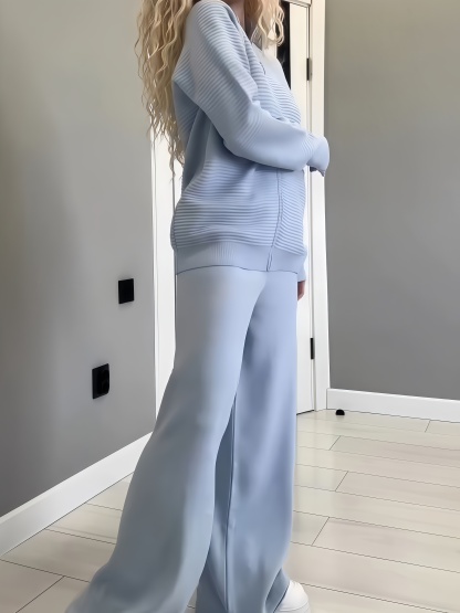 🔥Casual Zip-Up Knit Lounge Two Piece Set (Buy 2 Free Shipping)