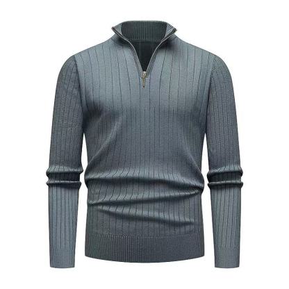 Men's Premium Wool-Blend Quarter-Zip Ribbed Knit Pullover: Sophisticated Slim-Fit for Winter Daily & Work Wear