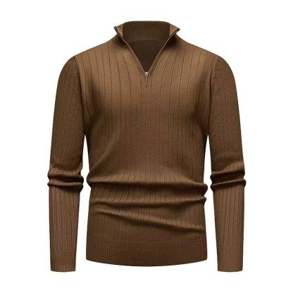 Men's Premium Wool-Blend Quarter-Zip Ribbed Knit Pullover: Sophisticated Slim-Fit for Winter Daily & Work Wear
