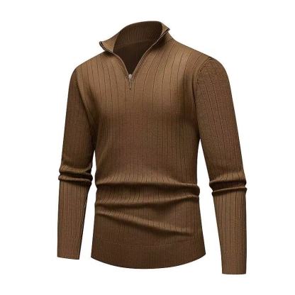 Men's Premium Wool-Blend Quarter-Zip Ribbed Knit Pullover: Sophisticated Slim-Fit for Winter Daily & Work Wear